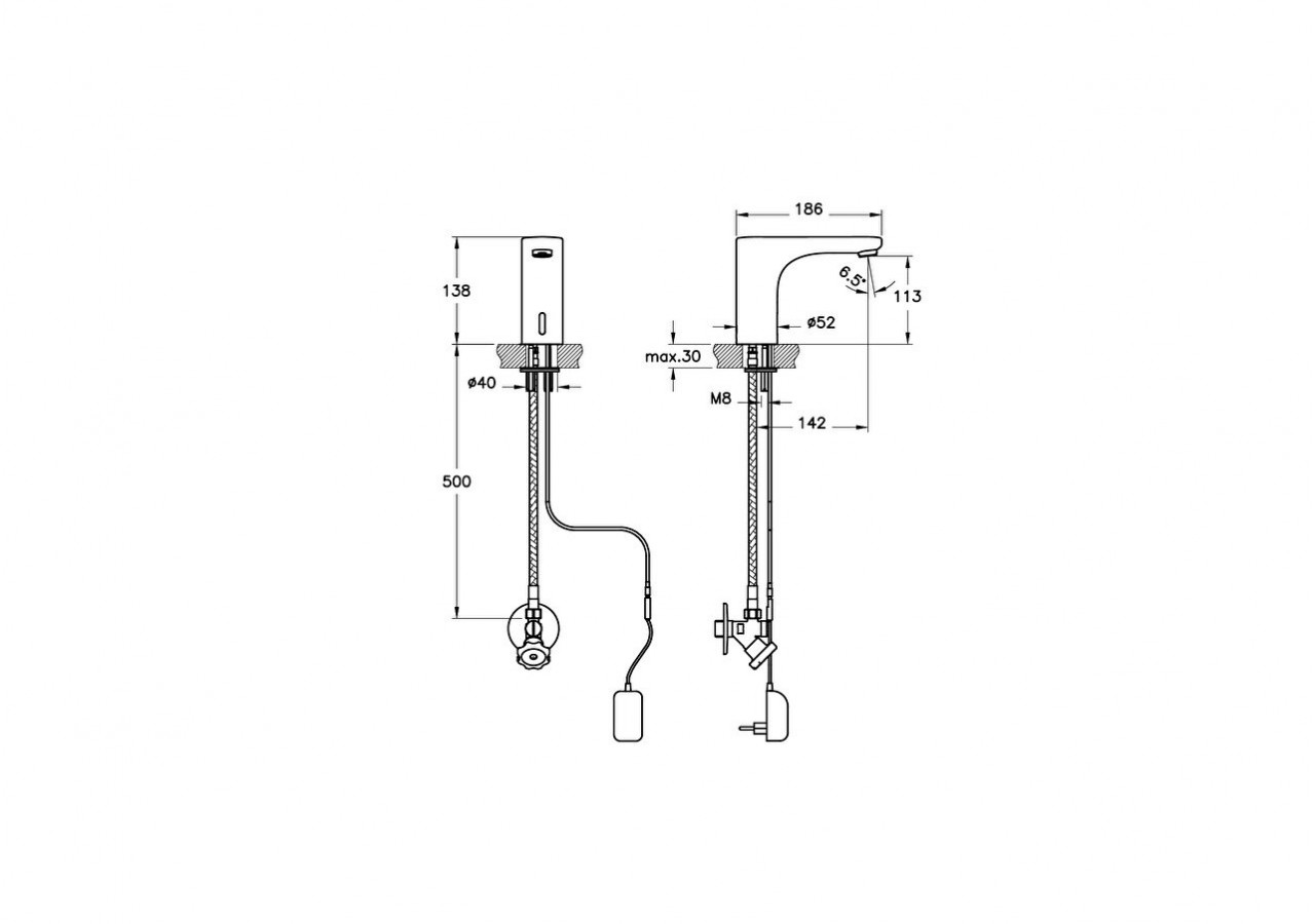 Mitigeur électronique avec capteur sensoriel- Économie d’eau : 1,3l/min -A47121EXP-Vitra