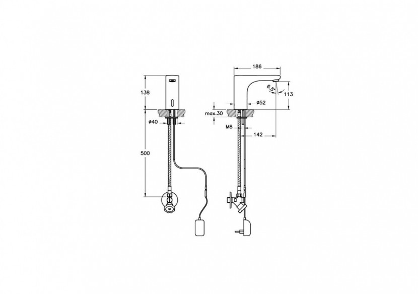 Mitigeur électronique avec capteur sensoriel- Économie d’eau : 1,3l/min -A47121EXP-Vitra