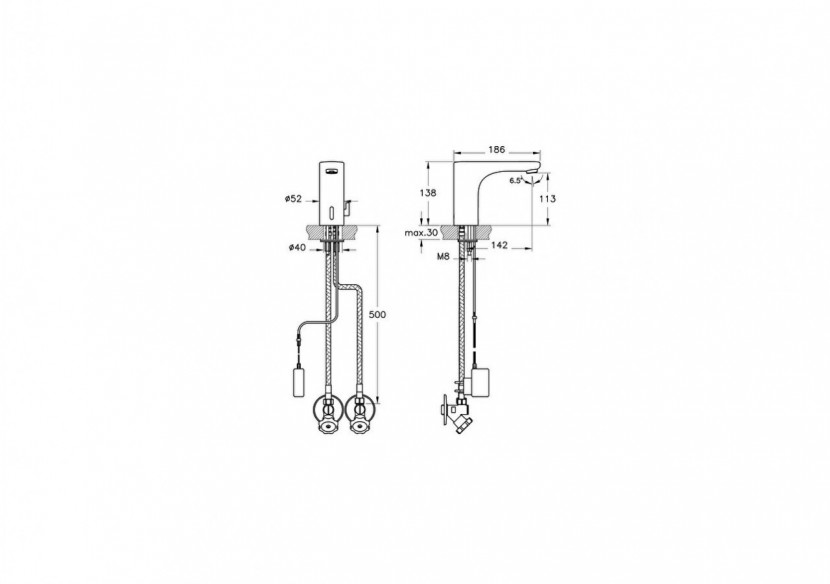 Mitigeur électronique avec capteur sensoriel- Économie d’eau : 1,3l/min -A47122EXP-Vitra