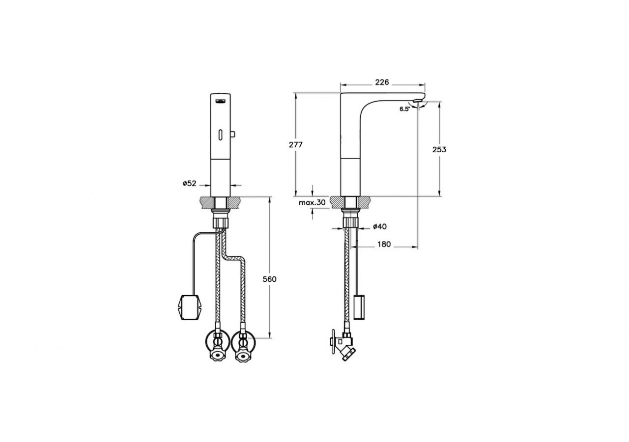 Mitigeur électronique Haut avec capteur sensoriel- Économie d’eau : 1,3l/min -A47123EXP-Vitra