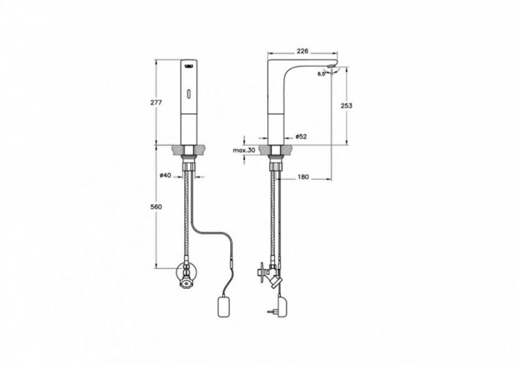 Mitigeur électronique Haut avec capteur sensoriel- Économie d’eau : 1,3l/min -A47124EXP-Vitra 2