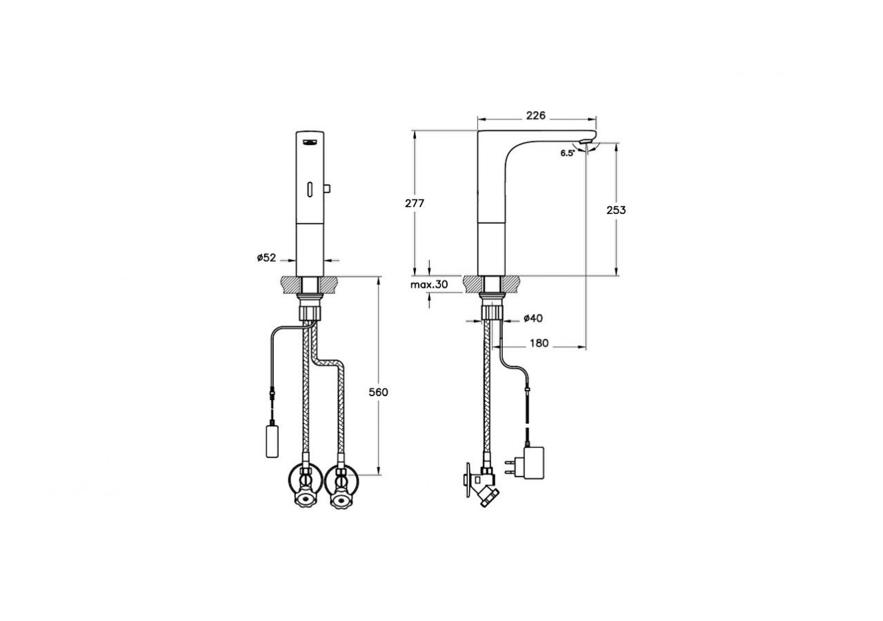 Mitigeur électronique Haut avec capteur sensoriel- Économie d’eau : 1,3l/min -A47125EXP-Vitra