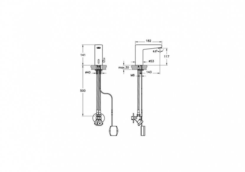 Mitigeur électronique avec capteur sensoriel- Économie d’eau : 1,3l/min -A47126EXP-Vitra