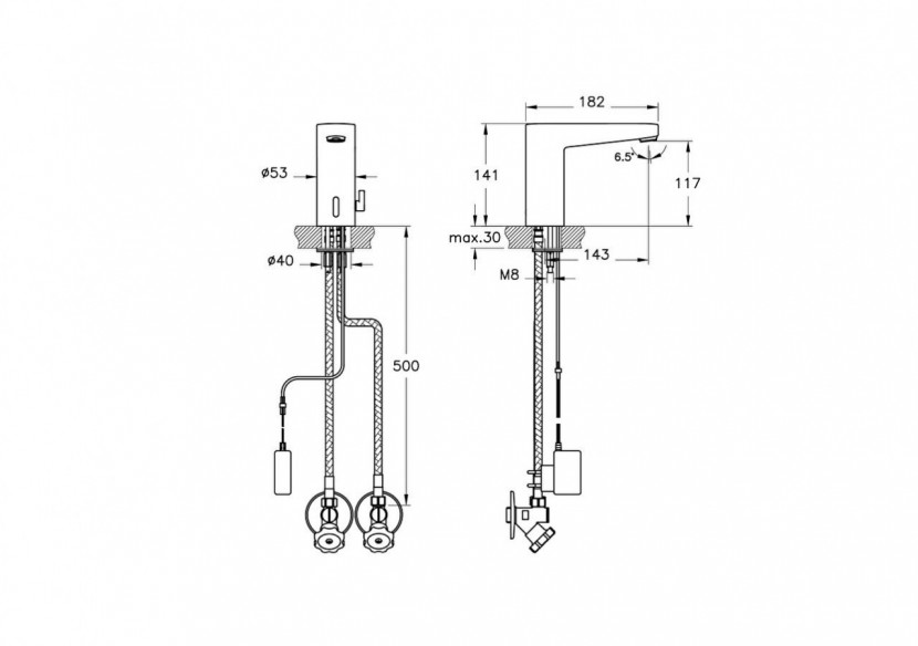 Mitigeur électronique avec capteur sensoriel- Économie d’eau : 1,3l/min -A47128EXP-Vitra