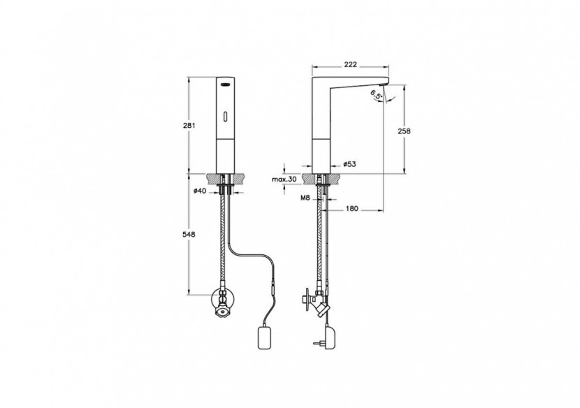 Mitigeur électronique Haut avec capteur sensoriel- Économie d’eau : 1,3l/min -A47130EXP-Vitra