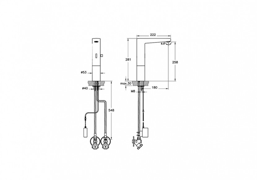 Mitigeur électronique Haut avec capteur sensoriel- Économie d’eau : 1,3l/min -A47131EXP-Vitra