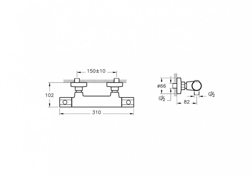 RS4 mitigeur thermostatique douche, cartouche C3 BlueStep, chrome - A47183EXP - Vitra