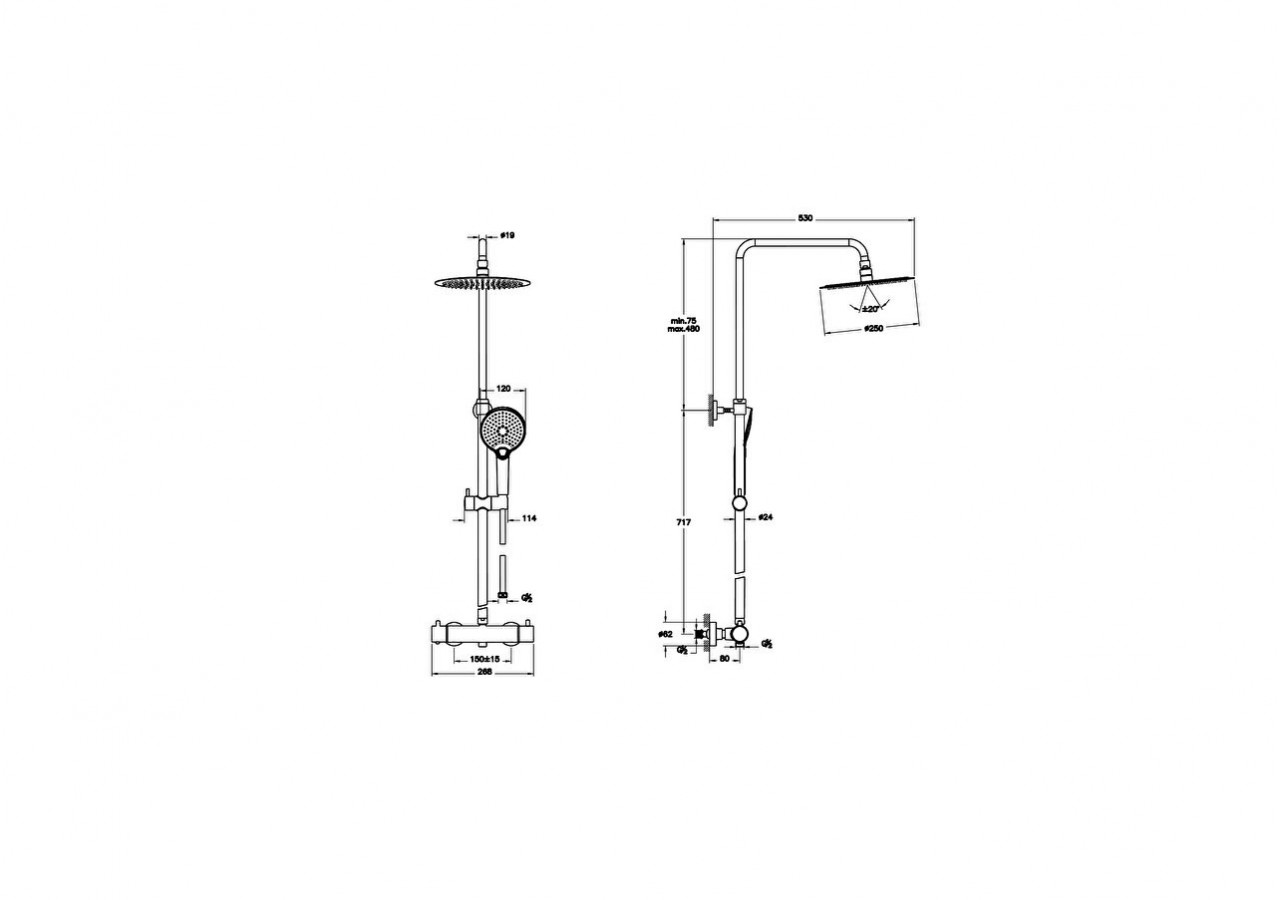 Aquaheat Bliss 250 colonne de douche ronde - A47201EXP - Vitra