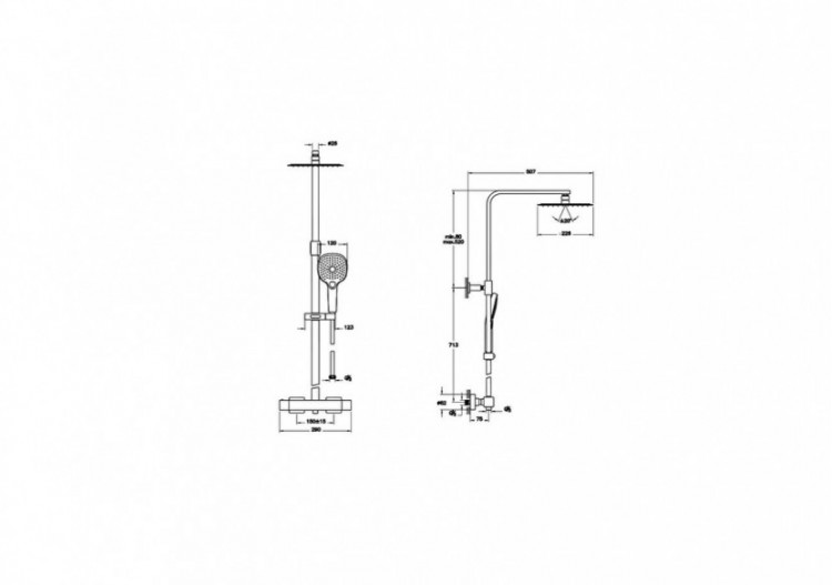 Aquaheat Bliss S 230 colonne de douche carré - A47202EXP - Vitra 2