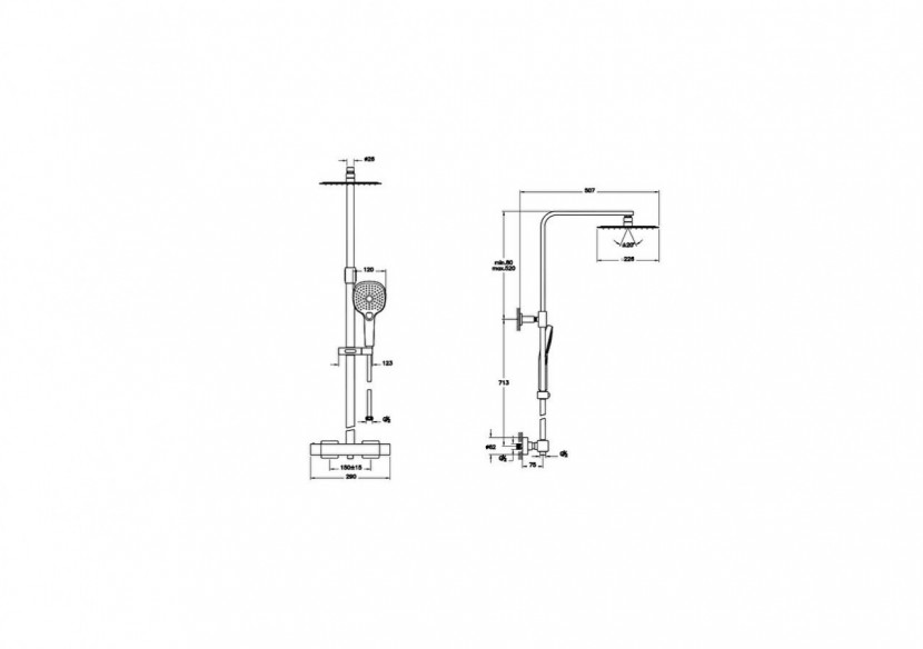Aquaheat Bliss S 230 colonne de douche carré - A47202EXP - Vitra