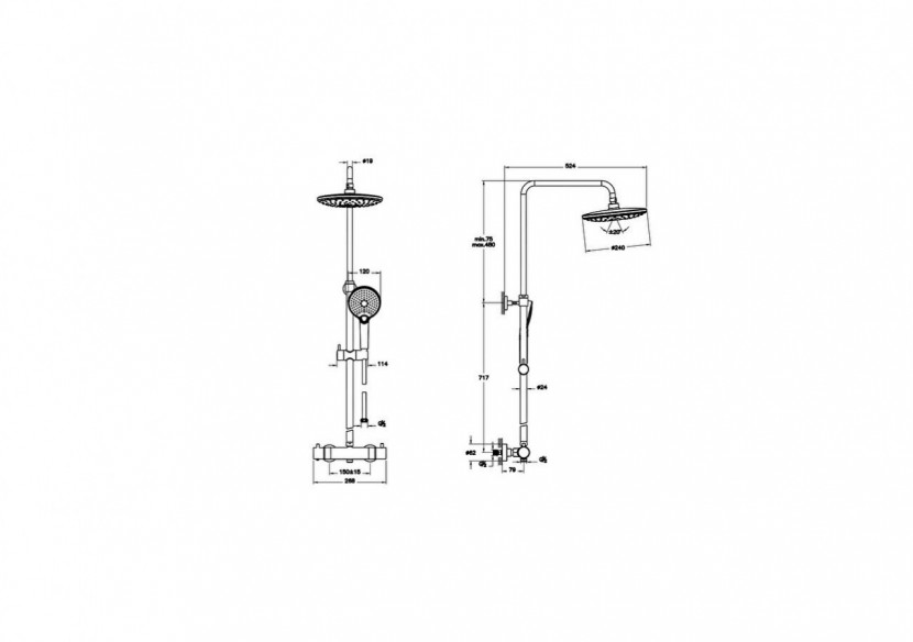 Aquaheat Bliss240 2F colonne de douche ronde cuivre - A4720526EXP - Vitra