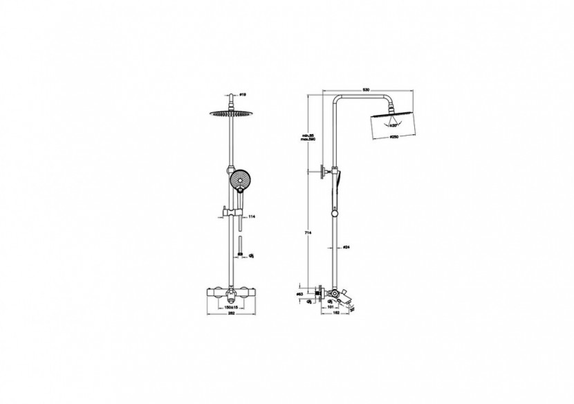 Aquaheat Bliss 250 B, colonne avec mitigeur thermostatique bain / douche - A47209EXP - Vitra
