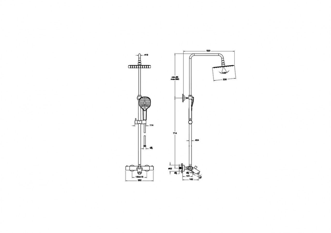 Aquaheat Bliss S 230 B, colonne avec mitigeur thermostatique bain / douche - A47211EXP - Vitra