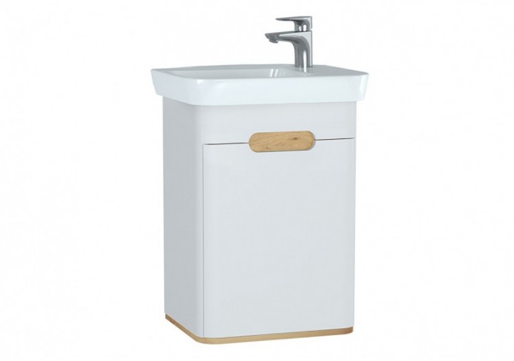 Sento meuble avec plan céramique, 50cm, blanc mat, porte, charnière à gauche - 60779 - Vitra