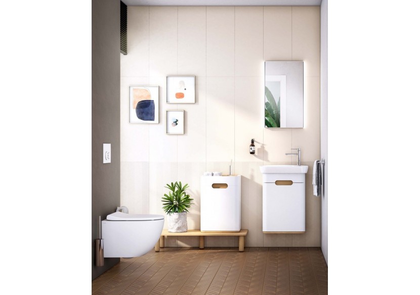 Sento meuble avec plan céramique, 50cm, blanc mat, porte, charnière à gauche - 60779 - Vitra