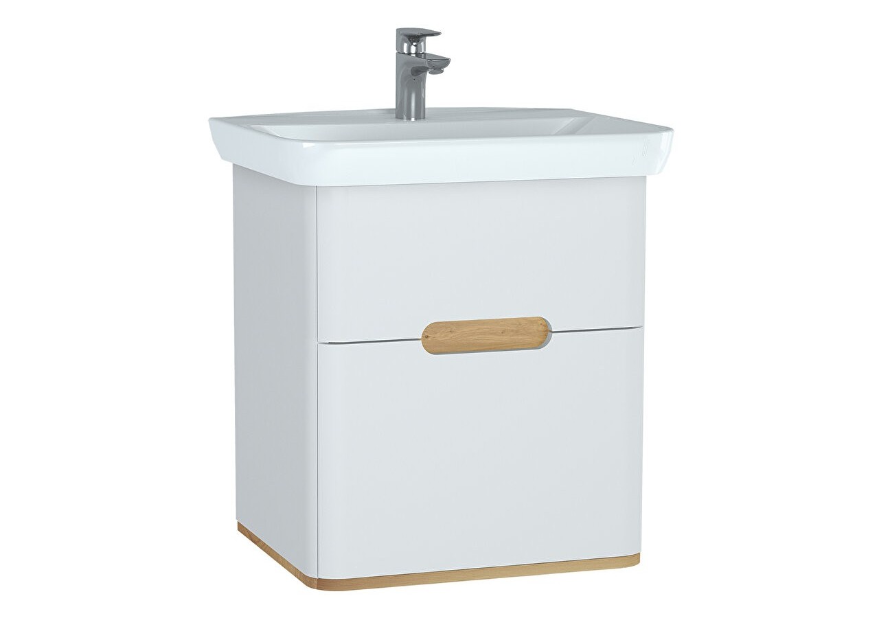 Sento meuble avec plan céramique, 63 cm, blanc mat, 2 tiroirs coulissante - 60822 - Vitra