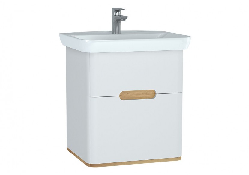 Sento meuble avec plan céramique, 63 cm, blanc mat, 2 tiroirs coulissante - 60822 - Vitra