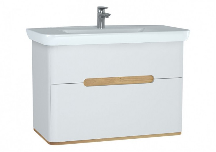 Sento meuble avec plan céramique, 98 cm, blanc mat, 2 tiroirs coulissante - 60826 - Vitra