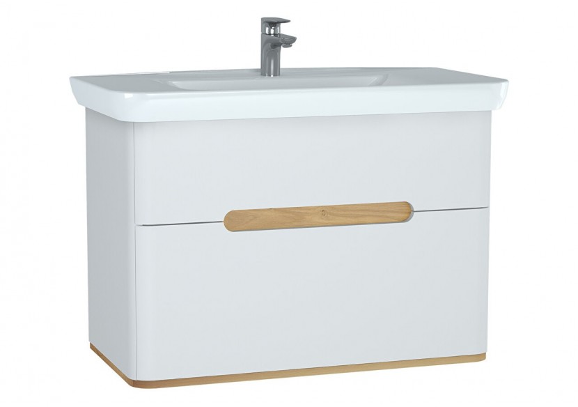 Sento meuble avec plan céramique, 98 cm, blanc mat, 2 tiroirs coulissante - 60826 - Vitra