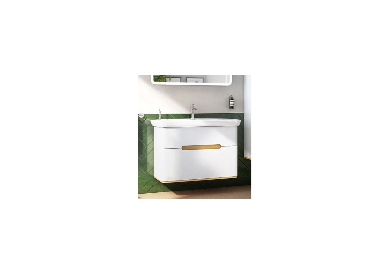 Sento meuble avec plan céramique, 98 cm, blanc mat, 2 tiroirs coulissante - 60826 - Vitra