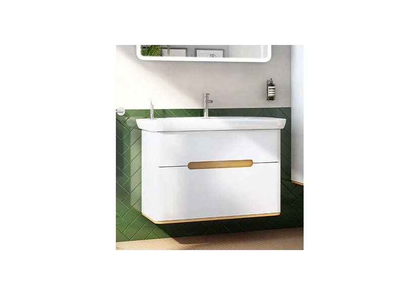 Sento meuble avec plan céramique, 98 cm, blanc mat, 2 tiroirs coulissante - 60826 - Vitra