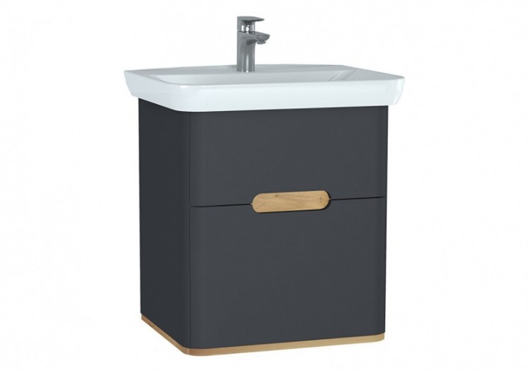 Sento meuble avec plan céramique, 63 cm, anthracite mat,2 tiroirs coulissante - 60834 - Vitra