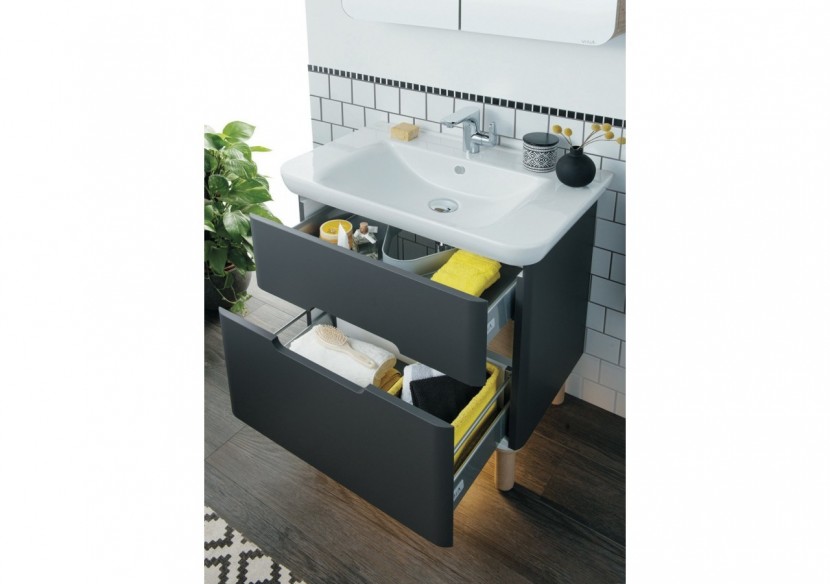 Sento meuble avec plan céramique, 63 cm, anthracite mat,2 tiroirs coulissante - 60834 - Vitra