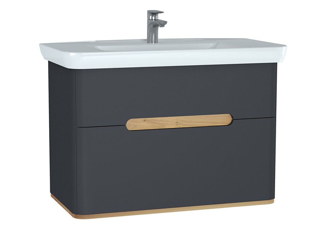 Sento meuble avec plan céramique, 98 cm, anthracite mat, 2 tiroirs coulissante - 60838 - Vitra
