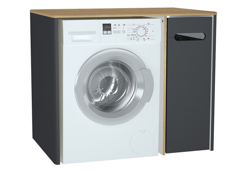 Sento unité lave-linge, 70 cm, avec corbeille à linge à droite, anthracite mat - 60871 - Vitra Sento unité lave-linge, 70 cm, avec corbeille à linge à droite, anthracite mat - 60871 - Vitra