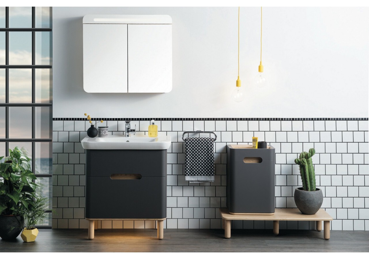 Sento armoire mi-haute,40cm, anthracite mat, 1 porte, charnière à droite - 60878 - Vitra