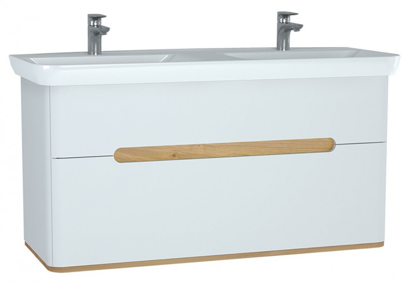 Sento meuble avec plan céramique, 130 cm, blanc mat, 2 tiroirs coulissante - 61187 - Vitra