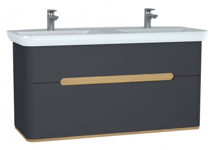 Sento meuble avec plan céramique, 130 cm, anthracite mat, 2 tiroirs coulissante - 61189 - Vitra