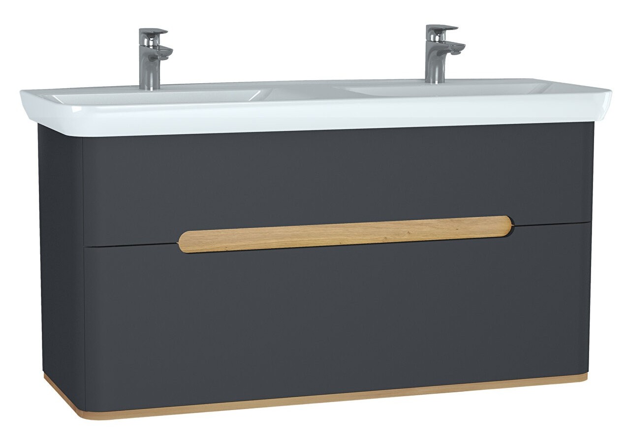 Sento meuble avec plan céramique, 130 cm, anthracite mat, 2 tiroirs coulissante - 61189 - Vitra