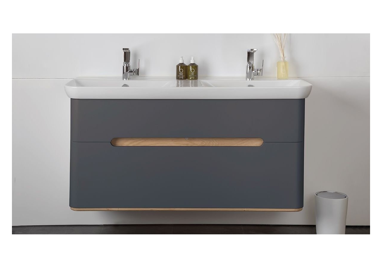 Sento meuble avec plan céramique, 130 cm, anthracite mat, 2 tiroirs coulissante - 61189 - Vitra