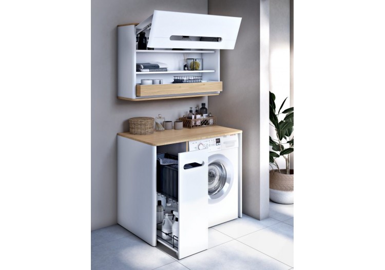 Sento unité lave-linge, 70 cm, avec corbeille à linge à gauche, blanc mat - 61364 - Vitra 2