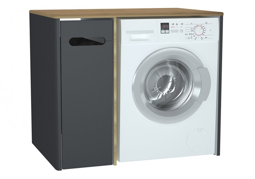 Sento unité lave-linge, 70 cm, avec corbeille à linge à gauche, anthracite mat - 61366 - Vitra Sento unité lave-linge, 70 cm, avec corbeille à linge à gauche, anthracite mat - 61366 - Vitra