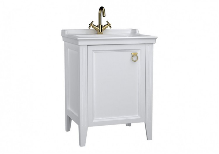 Valarte meuble avec plan céramique, 65 cm, avec porte, blanc mat, gauche - 62150 - Vitra