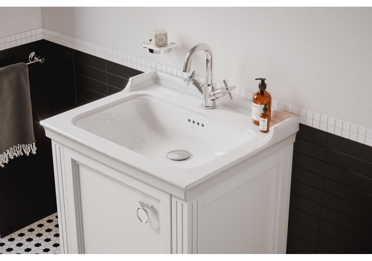 Valarte meuble avec plan céramique, 65 cm, avec porte, blanc mat, gauche - 62150 - Vitra