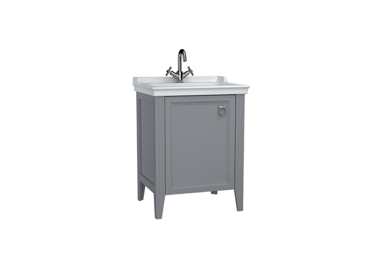 Valarte meuble avec plan céramique, 65 cm, avec porte, gris mat, gauche - 62151 - Vitra