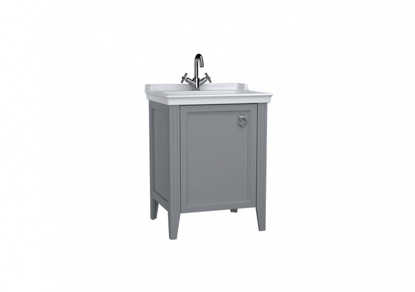 Valarte meuble avec plan céramique, 65 cm, avec porte, gris mat, gauche - 62151 - Vitra Valarte meuble avec plan céramique, 65 cm, avec porte, gris mat, gauche - 62151 - Vitra