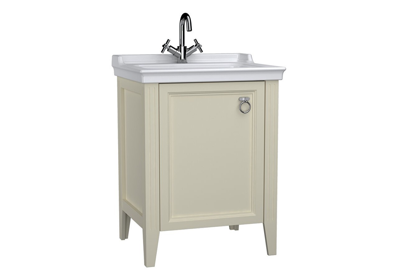 Valarte meuble avec plan céramique, 65 cm, avec porte, ivoire mat, gauche - 62152 - Vitra