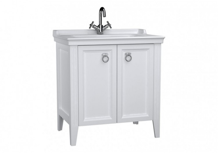 Valarte meuble avec plan céramique, 80 cm, avec portes, blanc mat - 62153 - Vitra