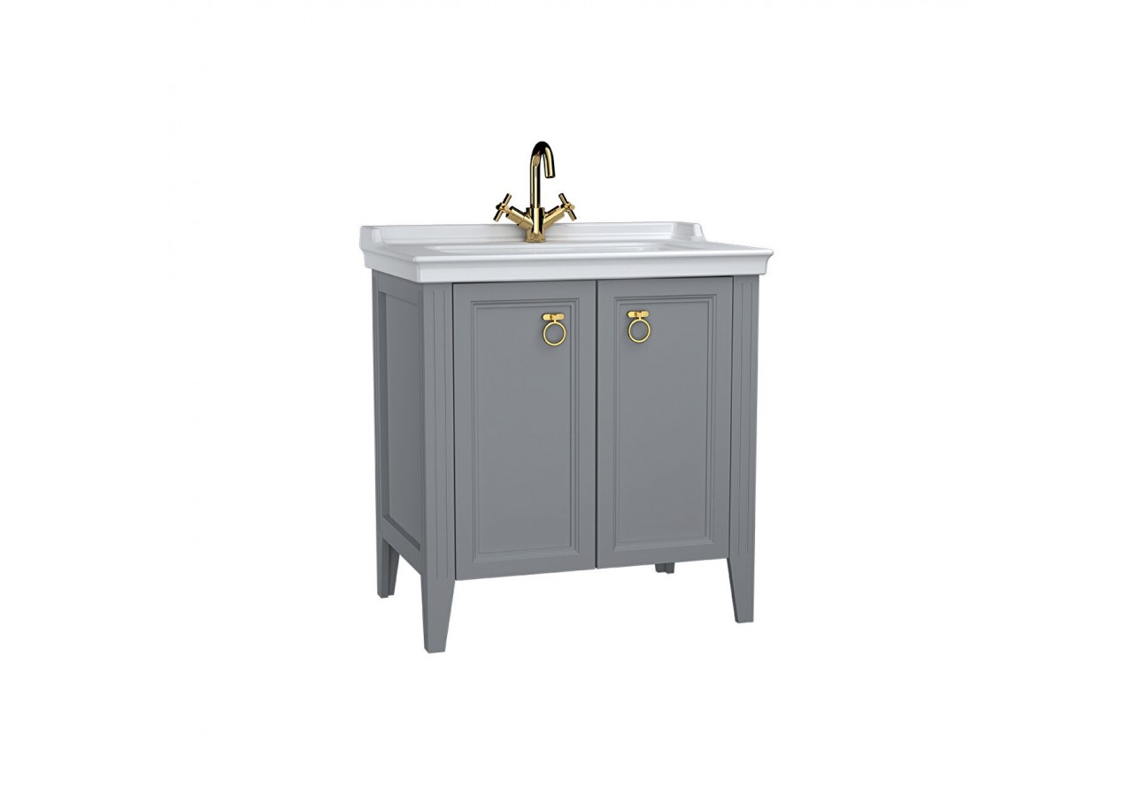 Valarte meuble avec plan céramique, 80 cm, avec portes, gris mat - 62154 - Vitra