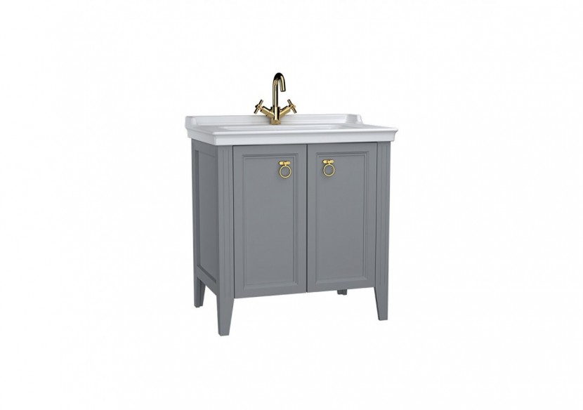 Valarte meuble avec plan céramique, 80 cm, avec portes, gris mat - 62154 - Vitra Valarte meuble avec plan céramique, 80 cm, avec portes, gris mat - 62154 - Vitra
