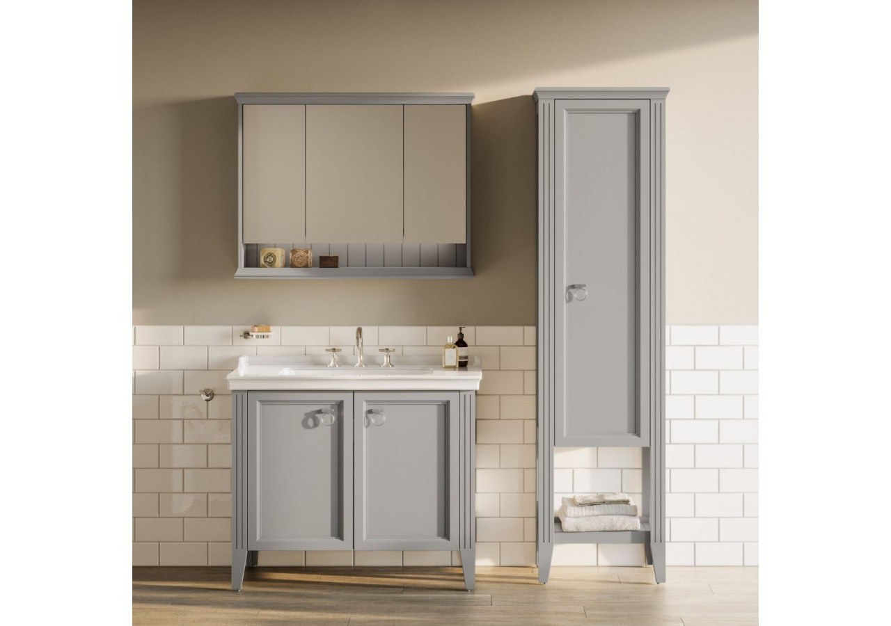 Valarte meuble avec plan céramique, 80 cm, avec portes, gris mat - 62154 - Vitra