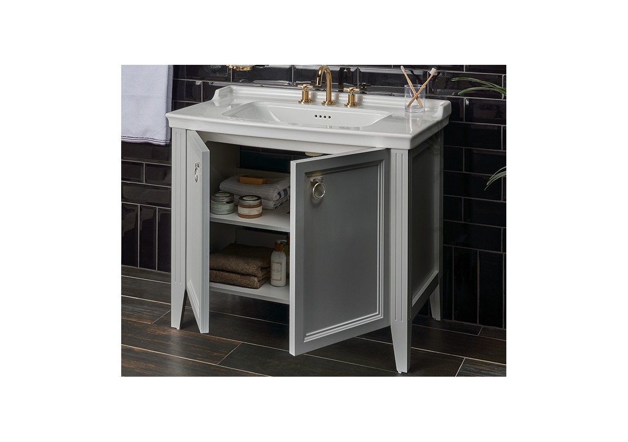 Valarte meuble avec plan céramique, 80 cm, avec portes, gris mat - 62154 - Vitra
