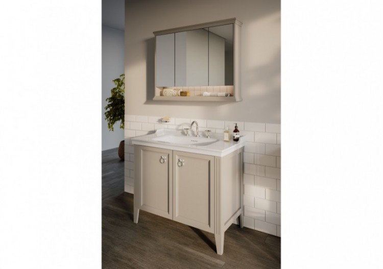 Valarte meuble avec plan céramique, 80 cm, avec portes, ivoire mat - 62155 - Vitra