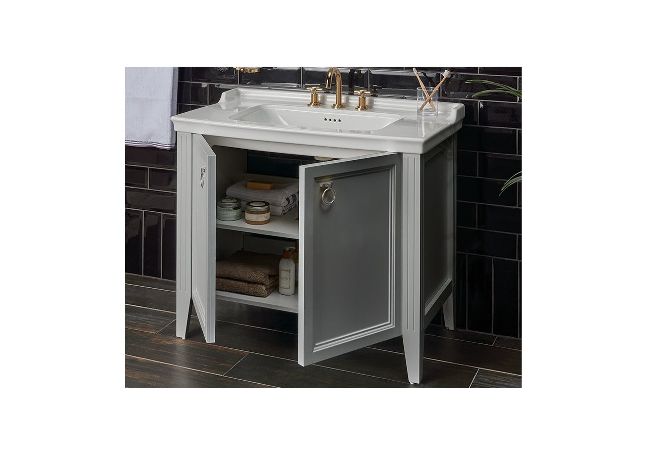 Valarte meuble avec plan céramique, 80 cm, avec portes, ivoire mat - 62155 - Vitra