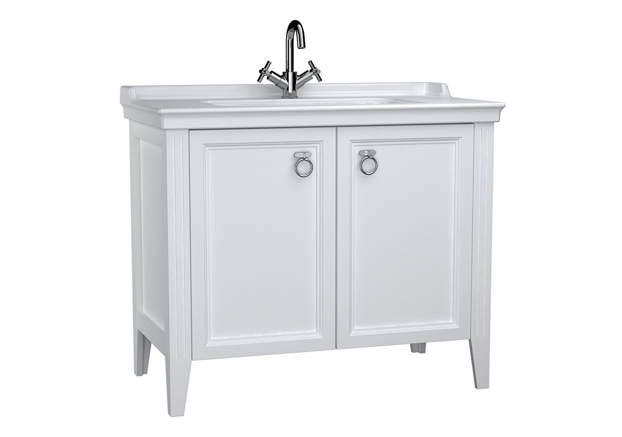 Valarte meuble avec plan céramique, 100 cm, avec portes, blanc mat - 62156 - Vitra