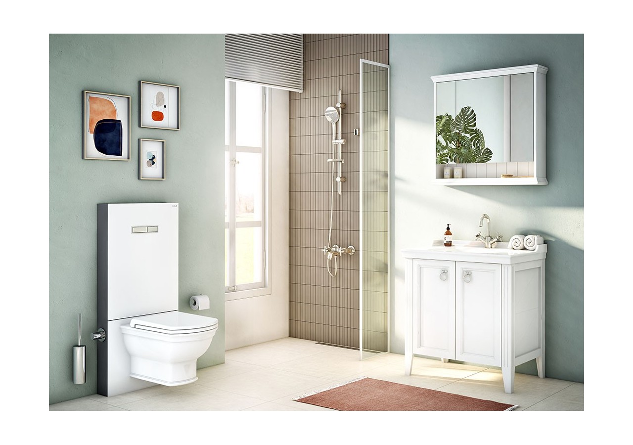 Valarte meuble avec plan céramique, 100 cm, avec portes, blanc mat - 62156 - Vitra